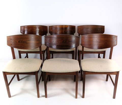 Dining room chairs, rosewood, fabric, Danish design, 1960