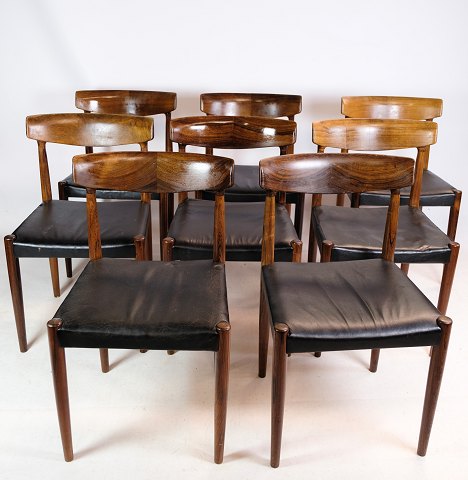 Set of 8 dining chairs, model 343, Knud Færch, Slagelse furniture factory, 1960