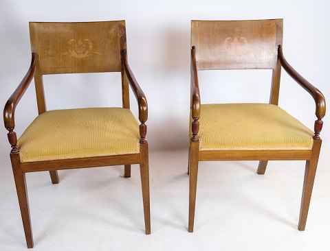 Armchairs, mahogany, empire, marquetry, 1920