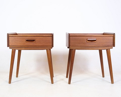 Sengeborde - Teaktræ - Dansk Design - Skuffe - 1960
Flot stand
