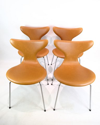 Set Of 4 Dining Chairs - Lily/Seagull - Model 3108 - Cognac Elegance Leather - 
Arne Jacobsen - Fritz Hansen - 1970s
Great condition
