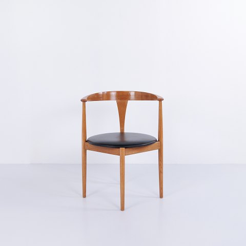 Armchair in Oak and Black Leather by Vilhelm Wohlert from the 1960s