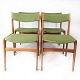 Set of four dining room chairs in teak and green upholstery, designed by Erik 
Buck from the 1960s. Produced at O.D møbler 
