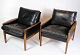 Set Of 2 Armchairs - Rosewood - Black Leather Cushions - Hans Olsen - Brdr. Juul 
Kristensen - 1960
Great condition
