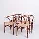 Sæt Af Fire Y-Stole - Model CH24 - Mahogni & Naturflet - Hans J. Wegner - Carl 
Hansen & Søn
