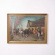 Signed painting on canvas depicting horses, framed