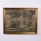 Landscape Painting on Canvas with Park and Lake in Gilt Frame 64 x 82 cm