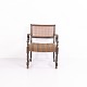 Antique Oak Armchair with Original Upholstery and Cane from the 1920s