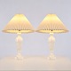 Pair of Vintage Danish Alabaster Table Lamps with Pleated Shades 1960s