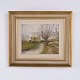 Hans Egon Andersson Landscape Painting with Village and Road 37 x 42 cm