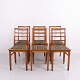 Set of Six Wooden Dining Chairs with Striped Upholstery 1920s